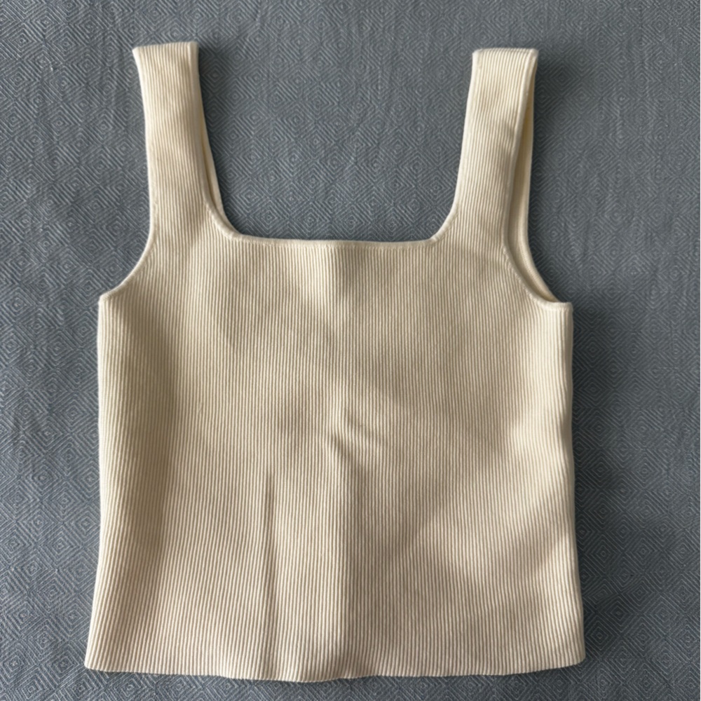 Reformation Cream Ribbed Tank Top